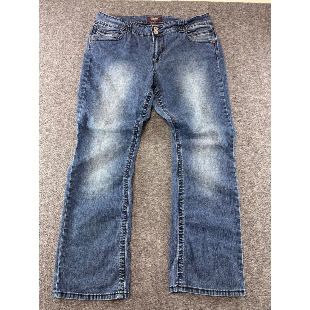Angels Womens Bootcut Jeans Size 16 Medium Wash Rhinestone Flap Pocket Denim